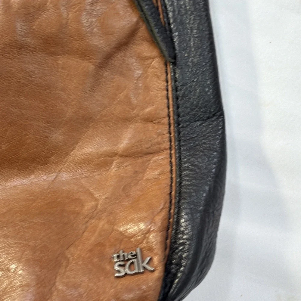 The Sak Leather Colorblock Crossbody Bag Tri-Tone Black Brown Cream Boho...‎